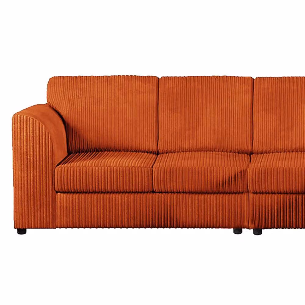 Furnishings For Less UK Luxor 5 Seater Corner Sofa in Orange Jumbo Cord, Right Hand L-Shape with Full Back – 2