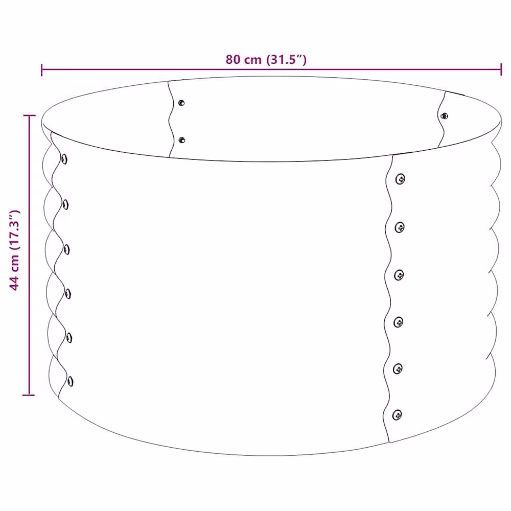 Berkfield Home Garden Galvanised Steel Raised Bed in Grey, W/D/H: 80 x 80 x 44 cm – 4