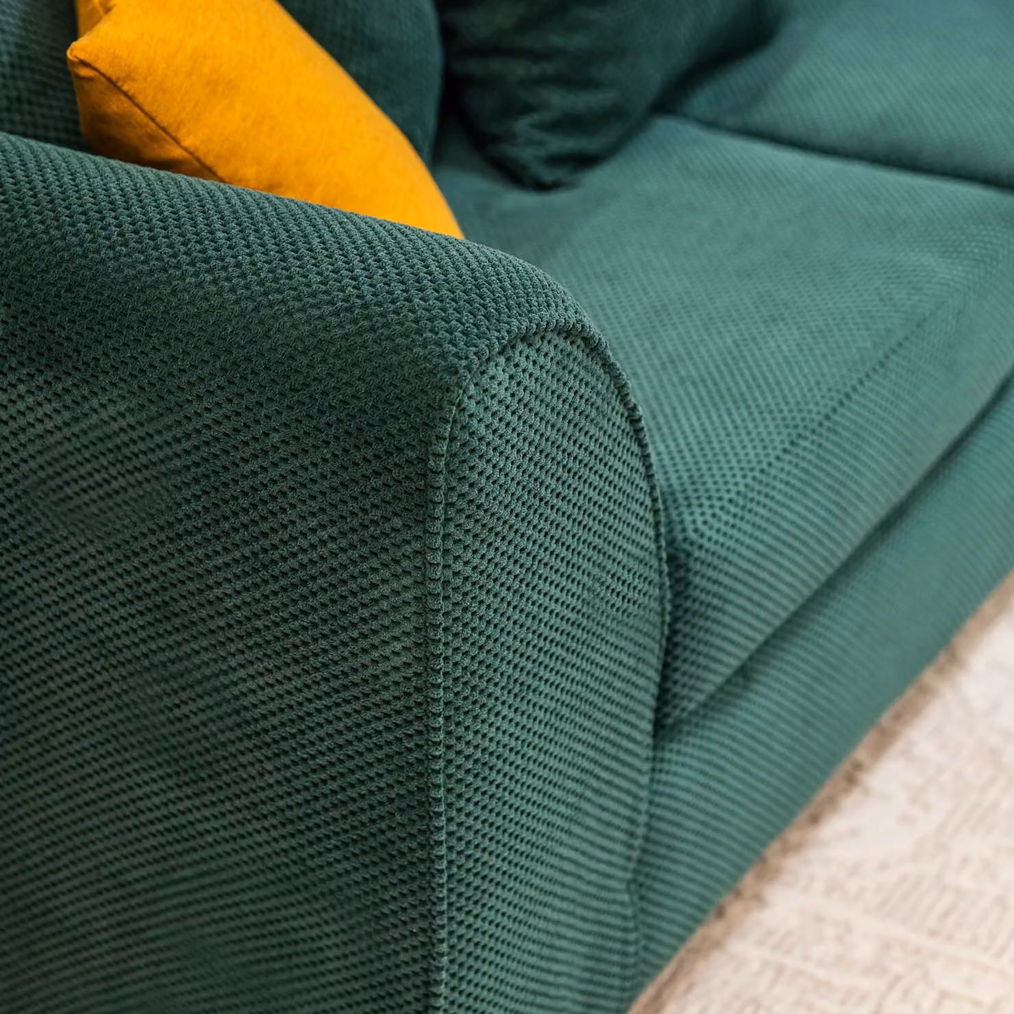 Abakus Direct Jumbo Grid 2 Seater Upholstered Fabric Sofa with Scatter Cushions in Grey, Beige or Green – 4