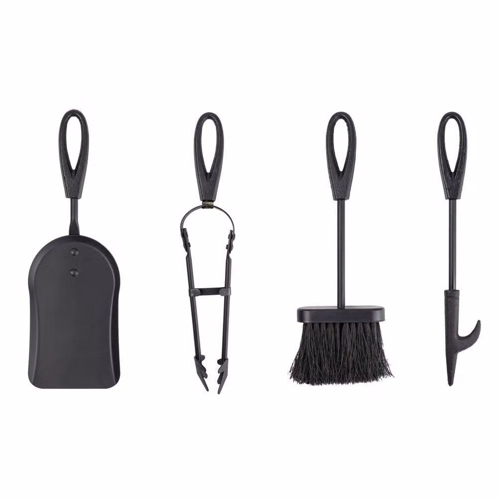 JVL Jennings 4 Piece Black Metal Freestanding Fireplace Companion Set – 5