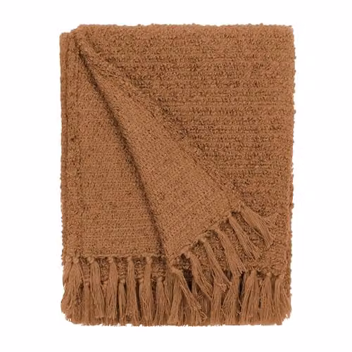 Yard Candar Textured Boucle Cotton Throw in Orange, W/D/H: 130 x 170 cm