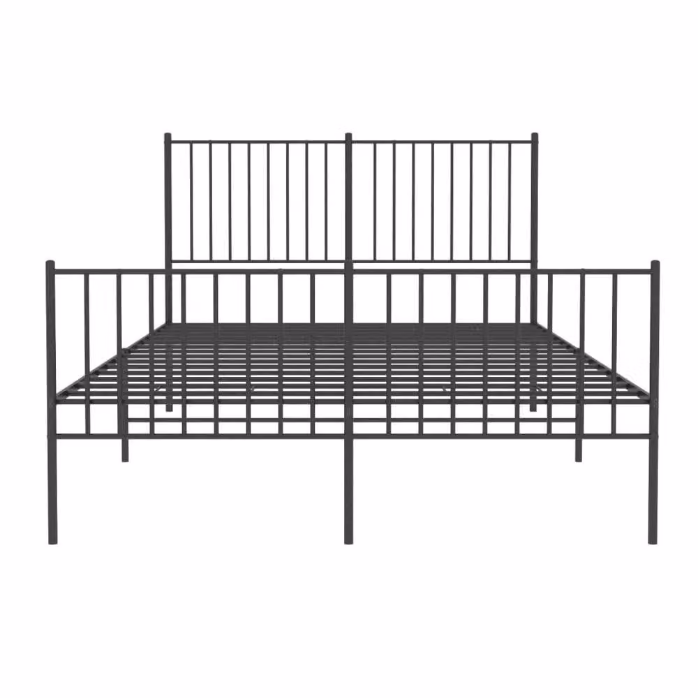 Berkfield Home Metal Bed Frame with Headboard and Footboard in Black, W/D/H: 140 x 190 x 90.5 cm – 2