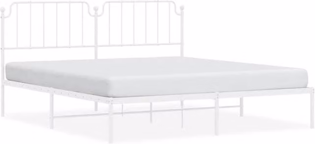 Berkfield Home Metal Bed Frame with Headboard in White – 1