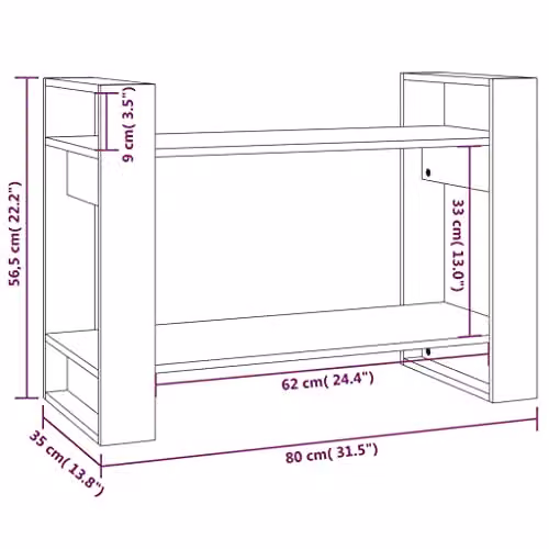 vidaXL Solid Wood Bookcase and Room Divider in Brown – 3