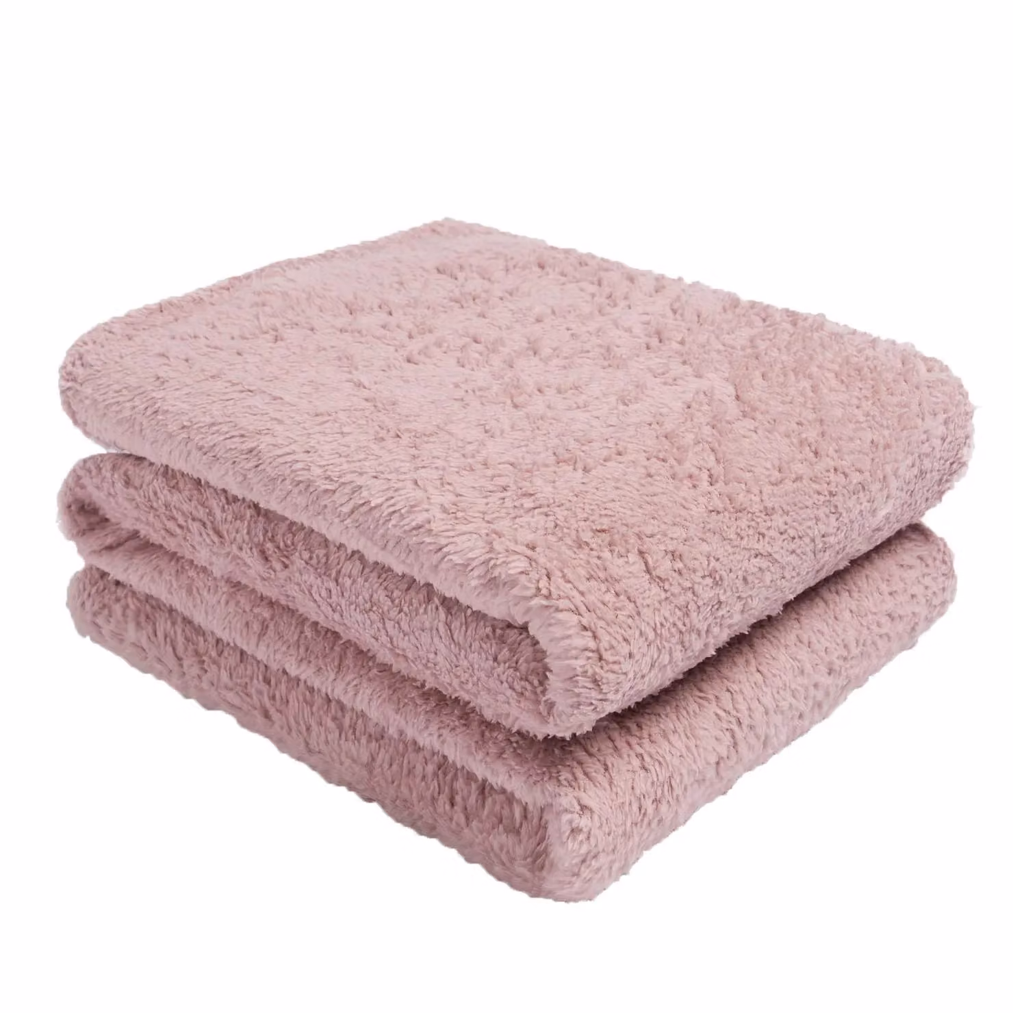 OHS Large Fluffy Plain Teddy Fleece Throw Blanket in Light Pink, W/D/H: 125 x 150 cm – 3