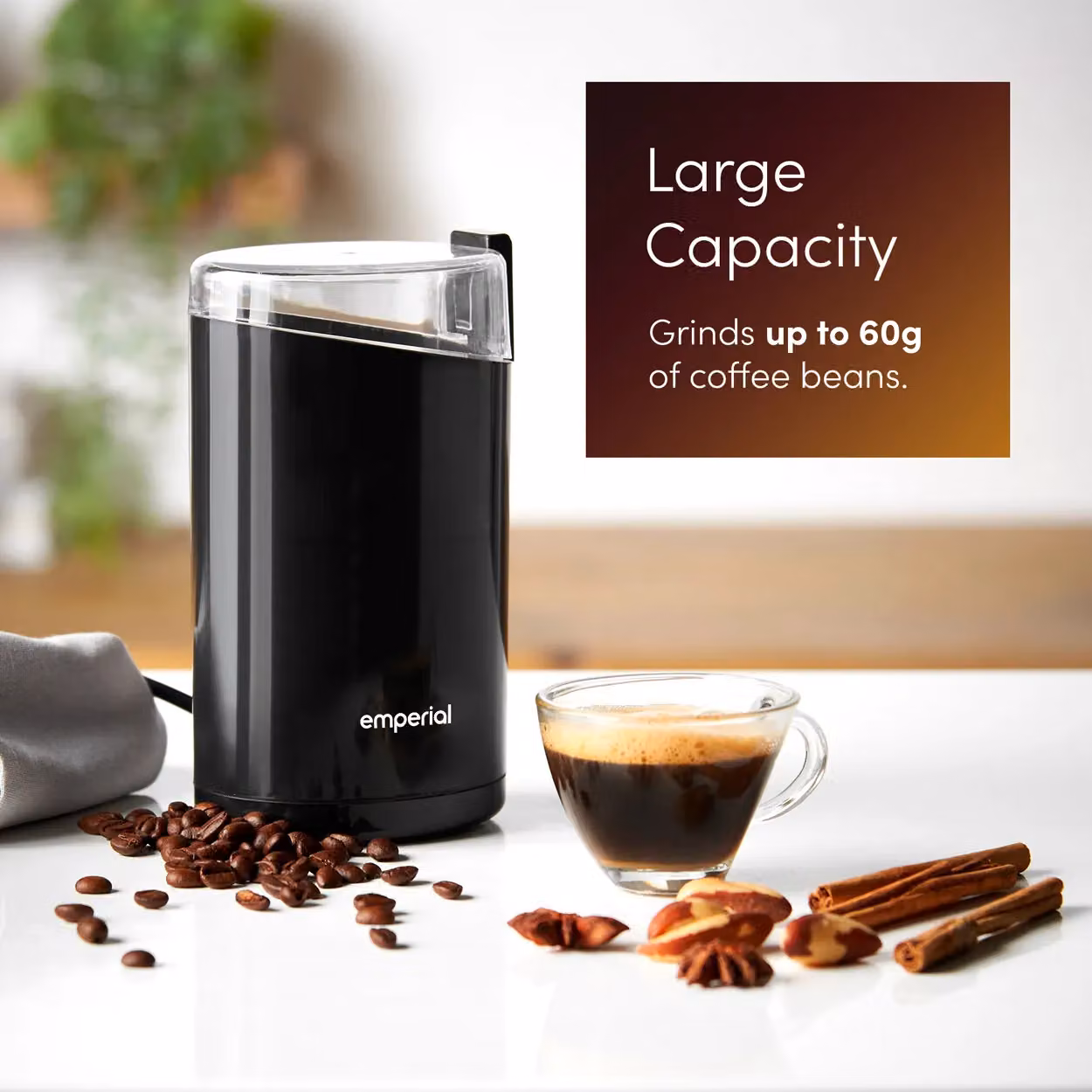Emperial Electric Coffee Grinder, Bean, Spice and Nut Milling Blender, 140W, Black – 2