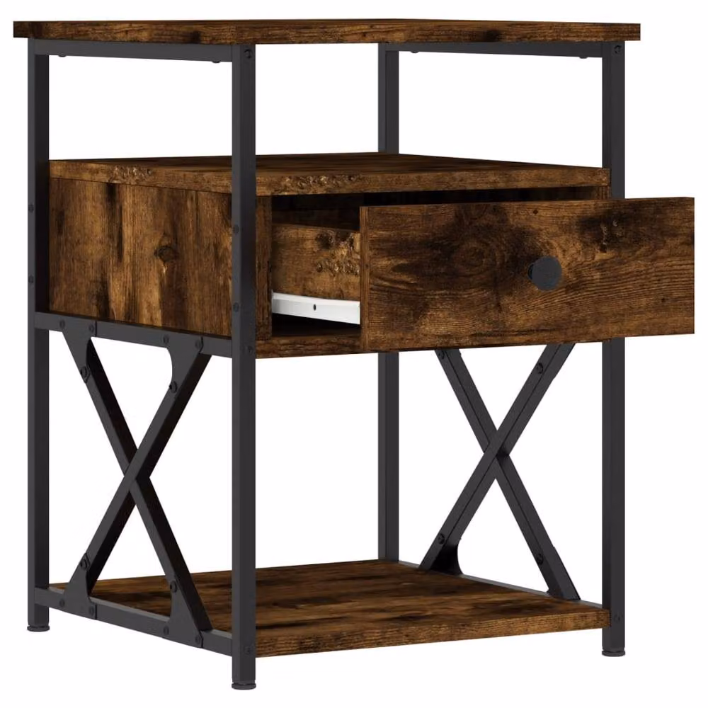 Berkfield Home Smoked Oak Bedside Cabinet in Brown, W/D/H: 40 x 42 x 55 cm – 5