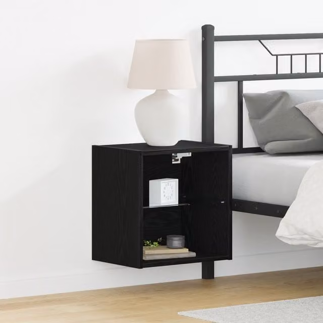Berkfield Home Black Oak Floating Shelf with Integrated Lighting, W: 40 cm, D: 28 cm, H: 5 cm