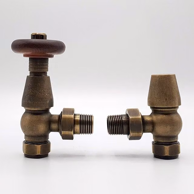 Lux Heat Traditional Thermostatic Valve Set in Antique Brass