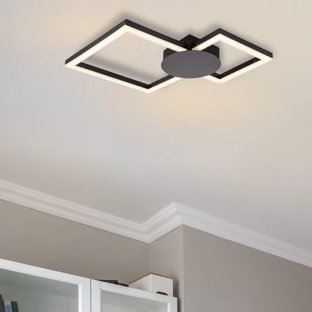 COSYLYTE Miles Square LED Ceiling Light for Bathrooms in Matt Black