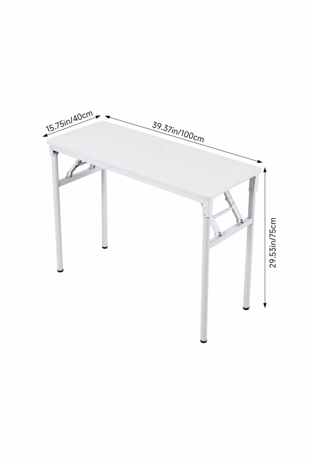Living and Home White Foldable Computer Desk with MDF Laminate Top and Metal Legs, W/D/H: 100 x 40 x 75 cm – 2