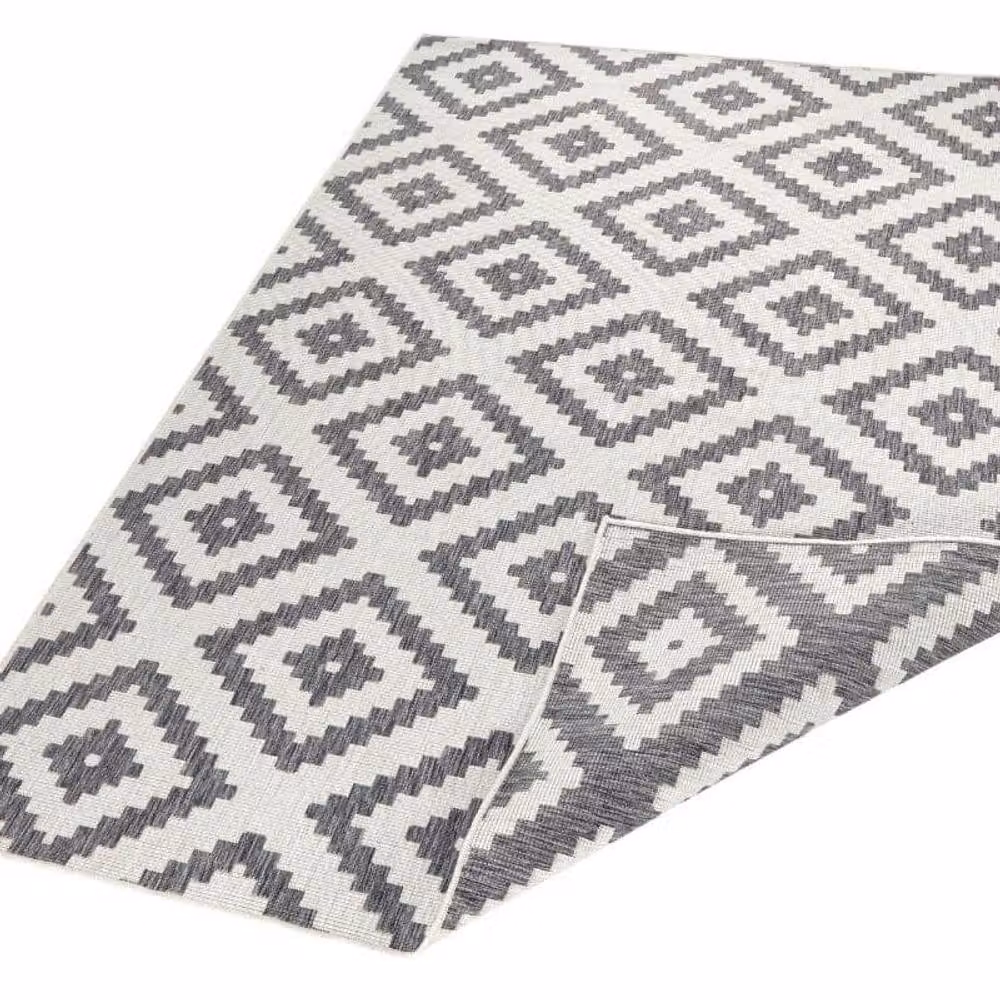 THE RUGS Malta Reversible Indoor Outdoor Flatweave Polypropylene Rug in Grey, W: 80 cm, L: 350 cm – 2