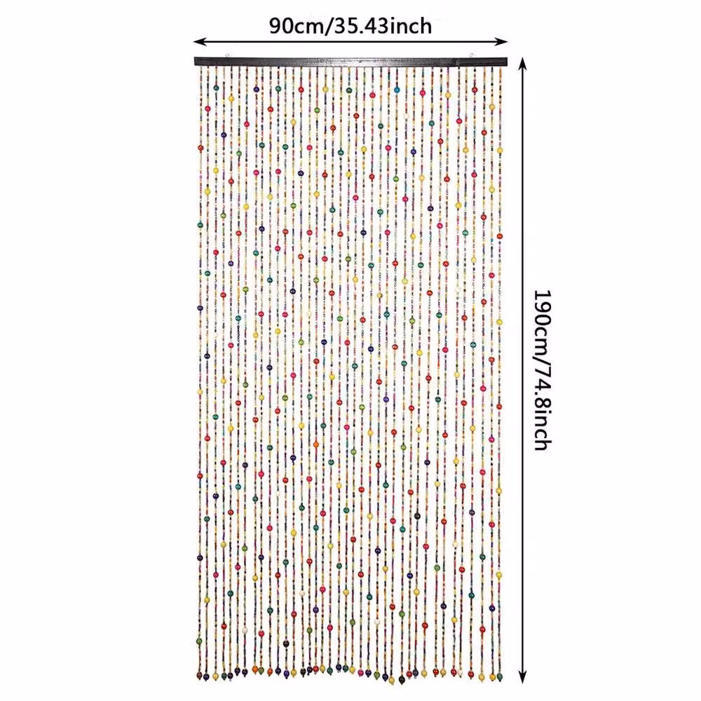 NESTLUNE Multicolour Bamboo Wood Beaded Door Curtain, W: 90 cm, H: 190 cm – 2