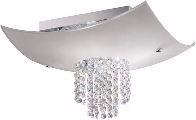 Netlighting Nyla 5 Light Flush Ceiling Light in Polished Chrome with Grey Glass and Crystal