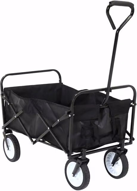 Groundlevel Foldable Metal Trolley with 4 Wheels, Black – 1