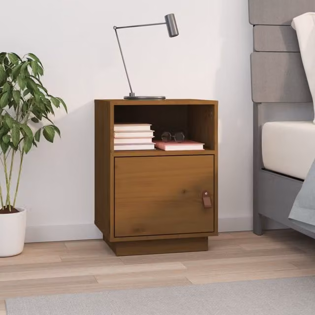 Berkfield Home Honey Brown Solid Wood Pine Bedside Cabinet W/D/H: 40 x 34 x 55 cm – 1