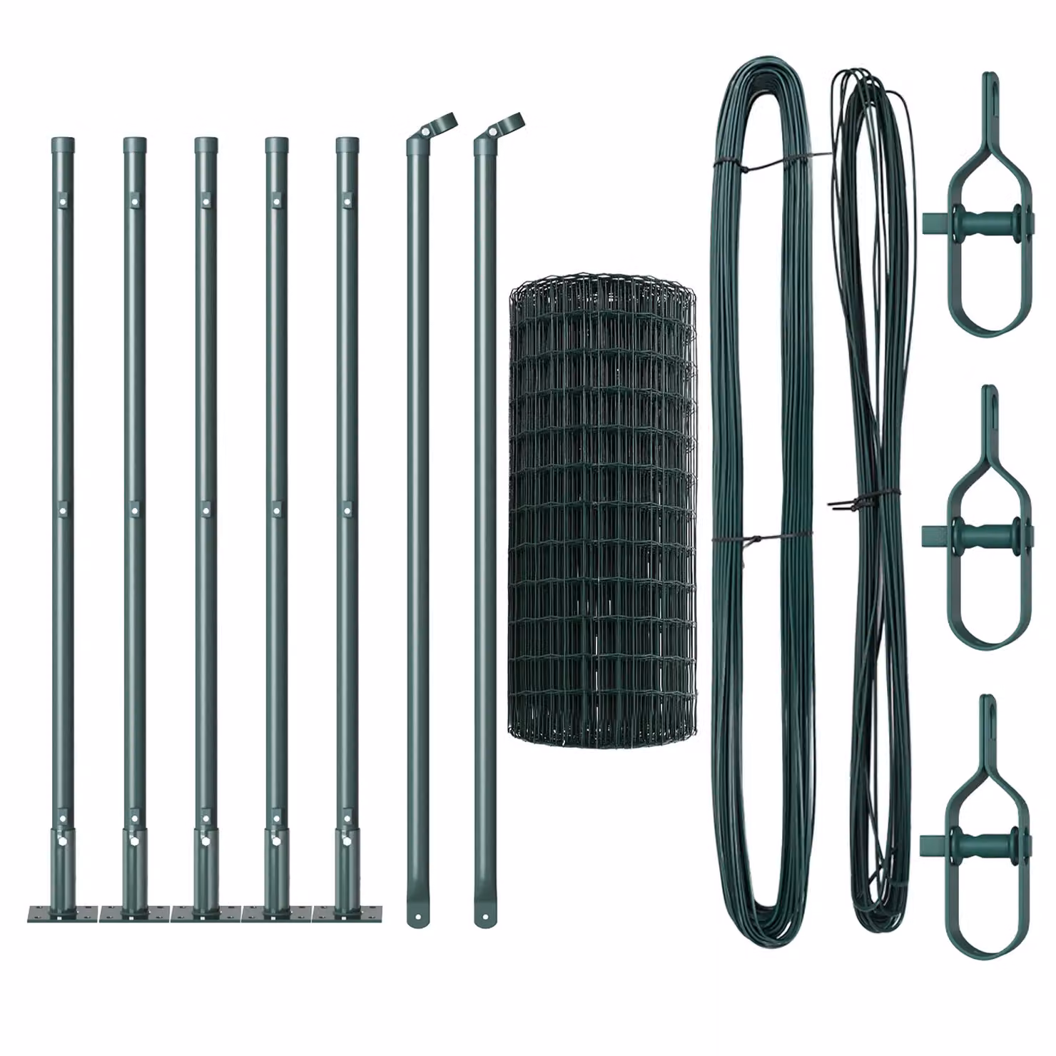 Berkfield Home Euro Fence with 7 Flanged Round Posts, Galvanised Steel, Silver, W: 10 m, H: 0.6 m – 3