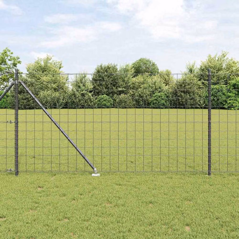 Berkfield Home Euro Fence with 7 Spike Posts, Galvanised Steel, Grey, W: 10 m, H: 1 m – 2