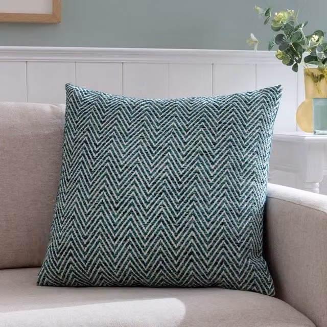 Wylder Croft Velvet Square Cushion in Petrol Blue, W/D/H: 50 x 50 x 50 cm