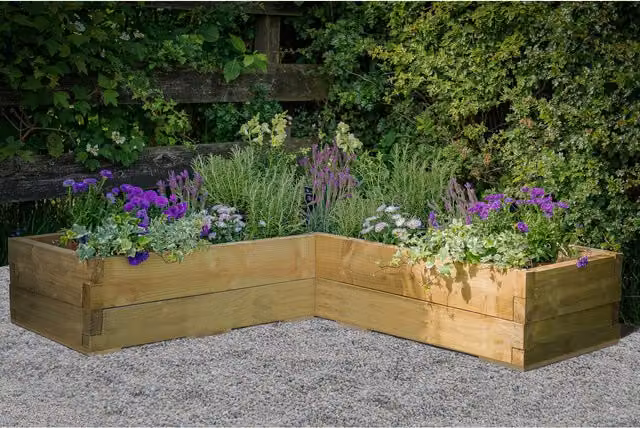 Caledonian Corner Raised Bed Planter in Forest Brown Wood