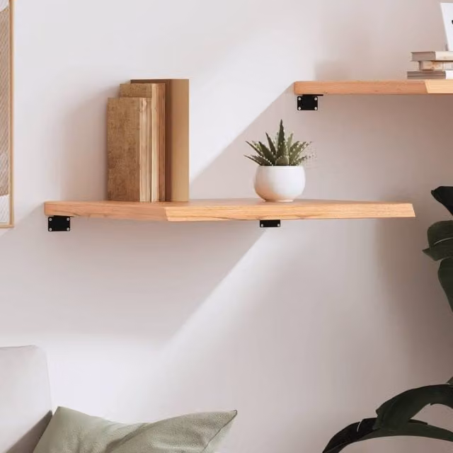 Berkfield Home Wall Mounted Rustic Oak Shelf, Light Brown, W: 60 cm, D: 50 cm, H: 2-4 cm – 1