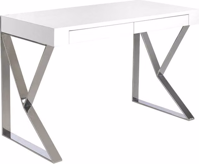 Angel Cerda White MDF Writing Desk with Chromed Steel Legs W/D/H: 120 x 61 x 76 cm – 1