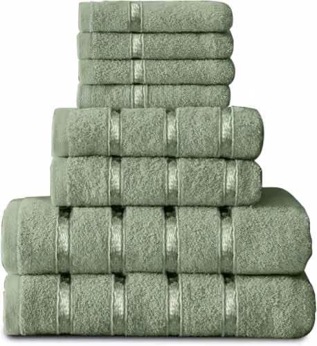 Gaveno Cavailia 8 Piece Egyptian Cotton Towel Set, Sage Green – 1