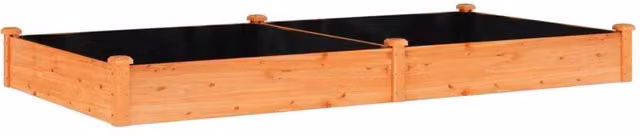 Berkfield Home Garden Raised Bed with Liner in Brown, Solid Wood, W/D/H: 240 x 120 x 25 cm