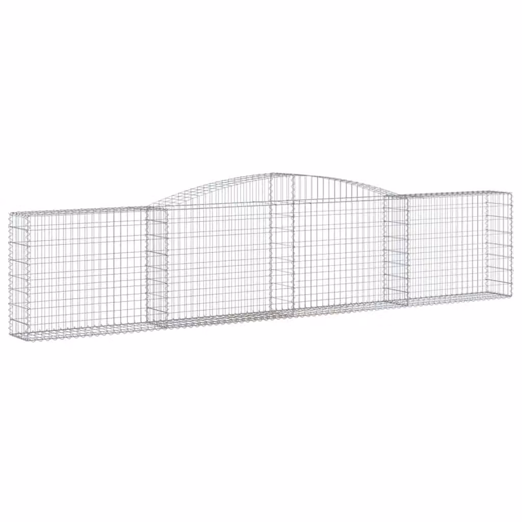 Berkfield Home Arched Gabion Basket in Silver Galvanised Steel, W: 400 cm, D: 30 cm, H: 80-100 cm – 2