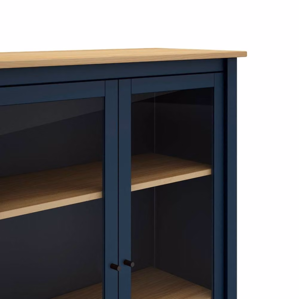 CALICOSY Misti 2-Door Glass Display Cabinet in Blue, W90 x H110 cm – 4