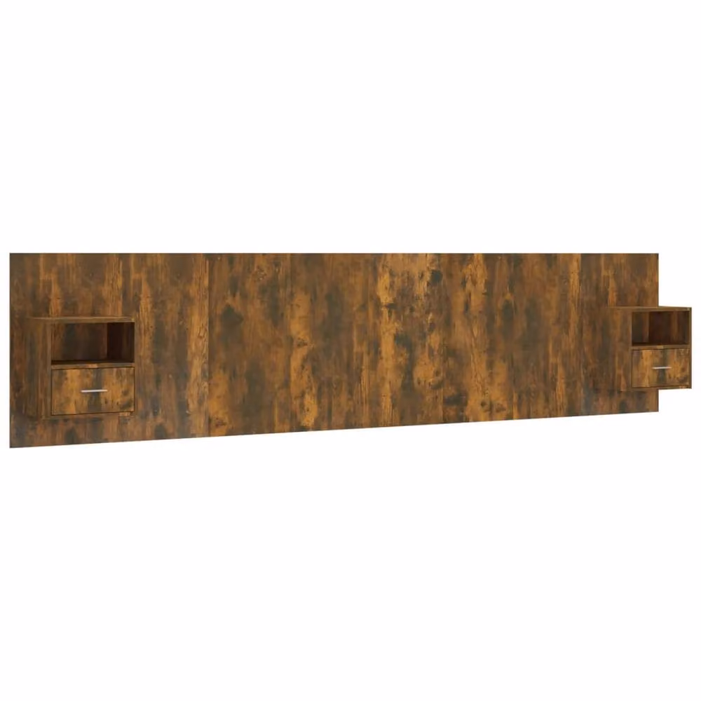Berkfield Home Classic Bed Headboard with Integrated Nightstands in Smoked Oak Brown, W/D/H: 160 x 32.5 x 80 cm – 3
