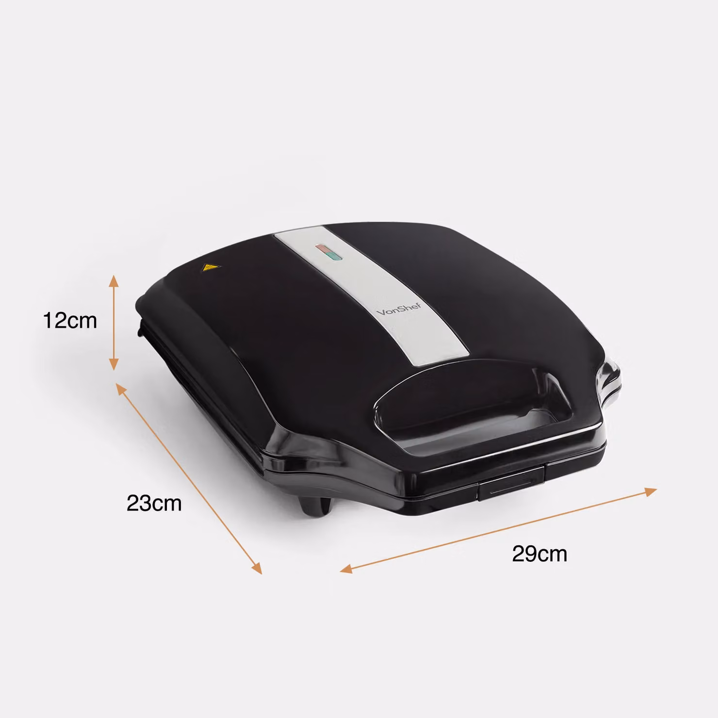 VonShef 1600W 4 Slice Sandwich Toaster with Non-Stick Plates in Black – 6