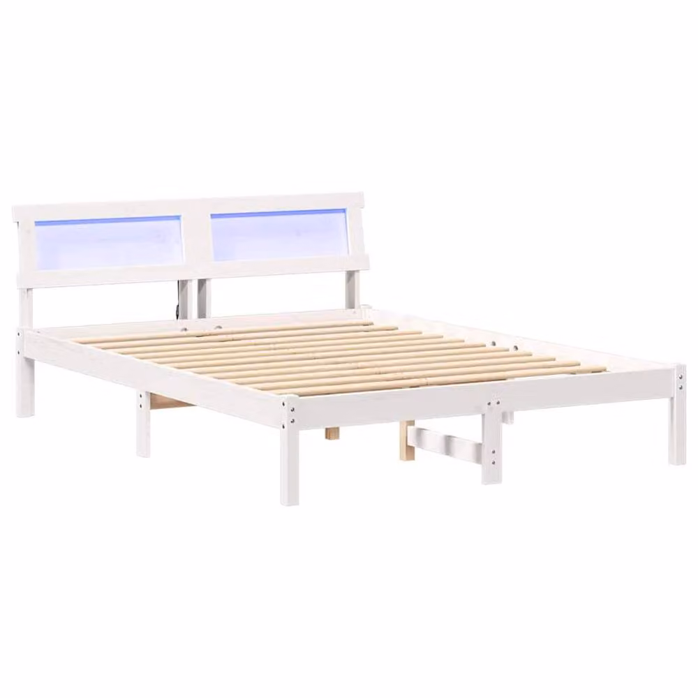 Berkfield Home Modern White Bed with LED Strip Lights, Headboard and Lift Up Base, W/D/H: 120 x 190 cm – 2