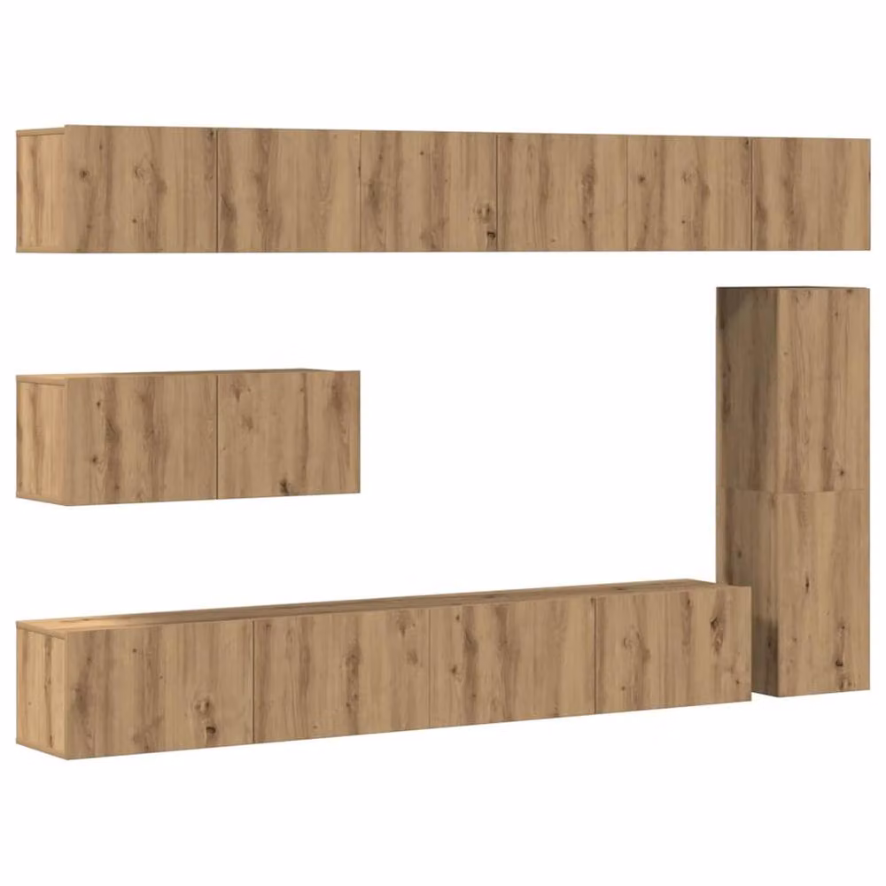 Berkfield Home 7 Piece Wall-mounted TV Cabinet Set in Artisan Oak and Brown Wood – 2