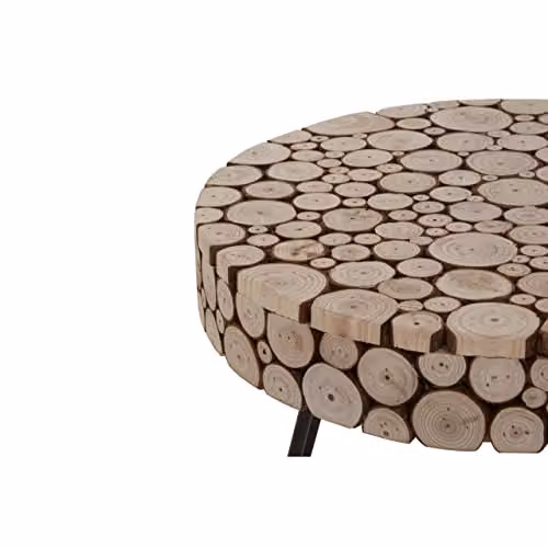 Premier Housewares Mid-Century Round Wood Side Table, Black, W/D/H: 36 x 36 x 35 cm – 3