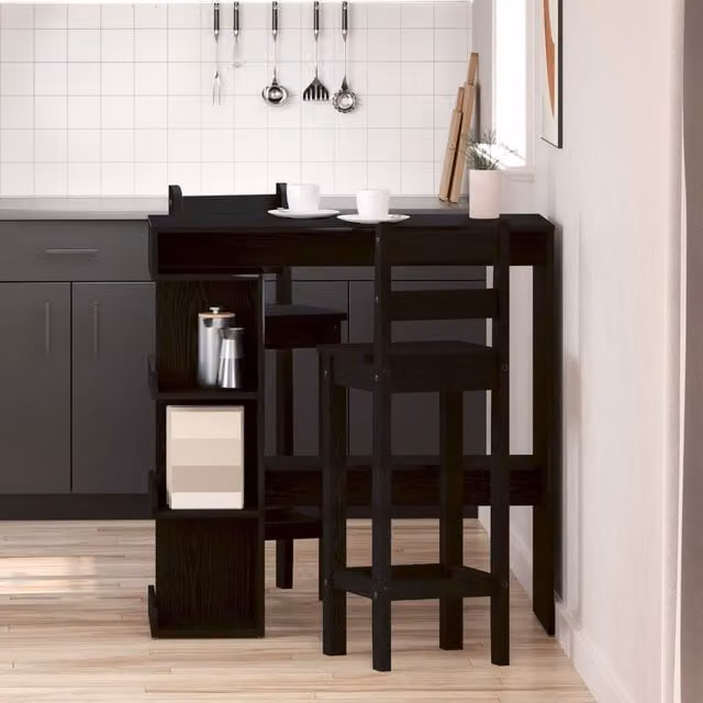 Berkfield Home Black Oak Bar Table with Storage Rack, W/D/H: 100 x 50 x 101.5 cm