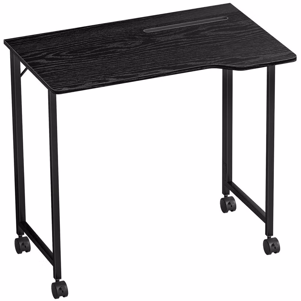 STILVORA Folding Desk with Castors and Device Slot in Black – 8