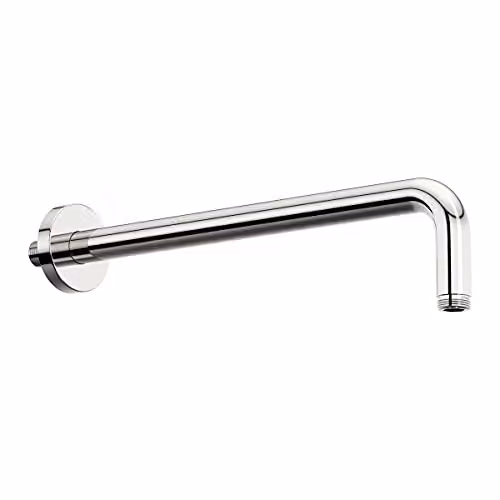 Nes Home Round Wall Mounted Brass Shower Arm in Silver, 380mm – 1