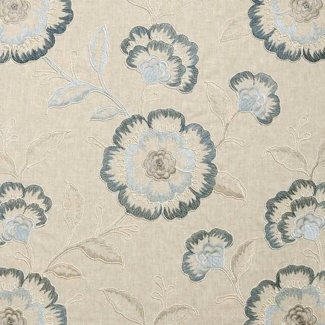 Clarke & Clarke Richmond Fabric in Blue and Beige