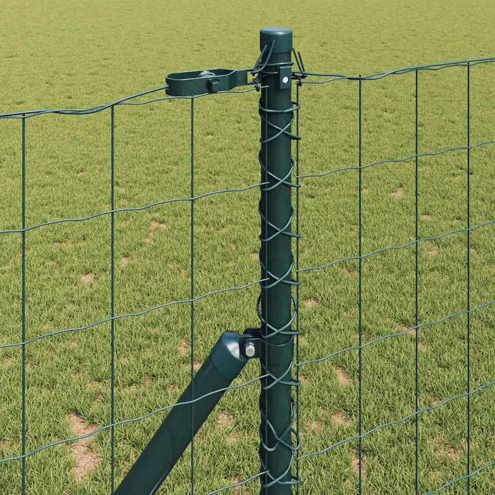 Berkfield Home Euro Fence with 7 Posts, Green Galvanised Steel, W: 10 m, H: 1.4 m – 3