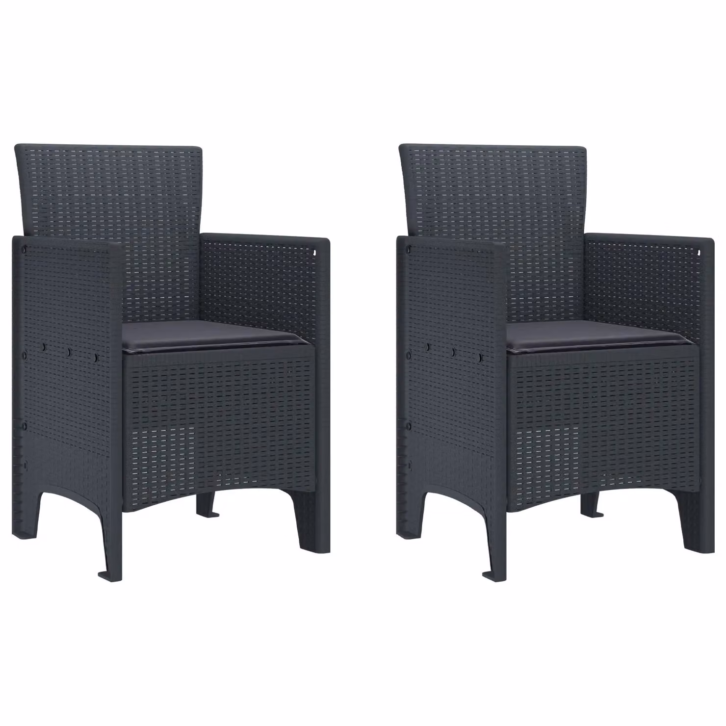 Berkfield Home Set of 2 Anthracite Modern Plastic Garden Chairs with Armrests – 2