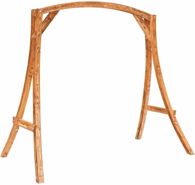 Berkfield Home Swing Frame Solid Bent Wood in Brown with Teak Finish, W/D/H: 169.5 x 176.5 cm
