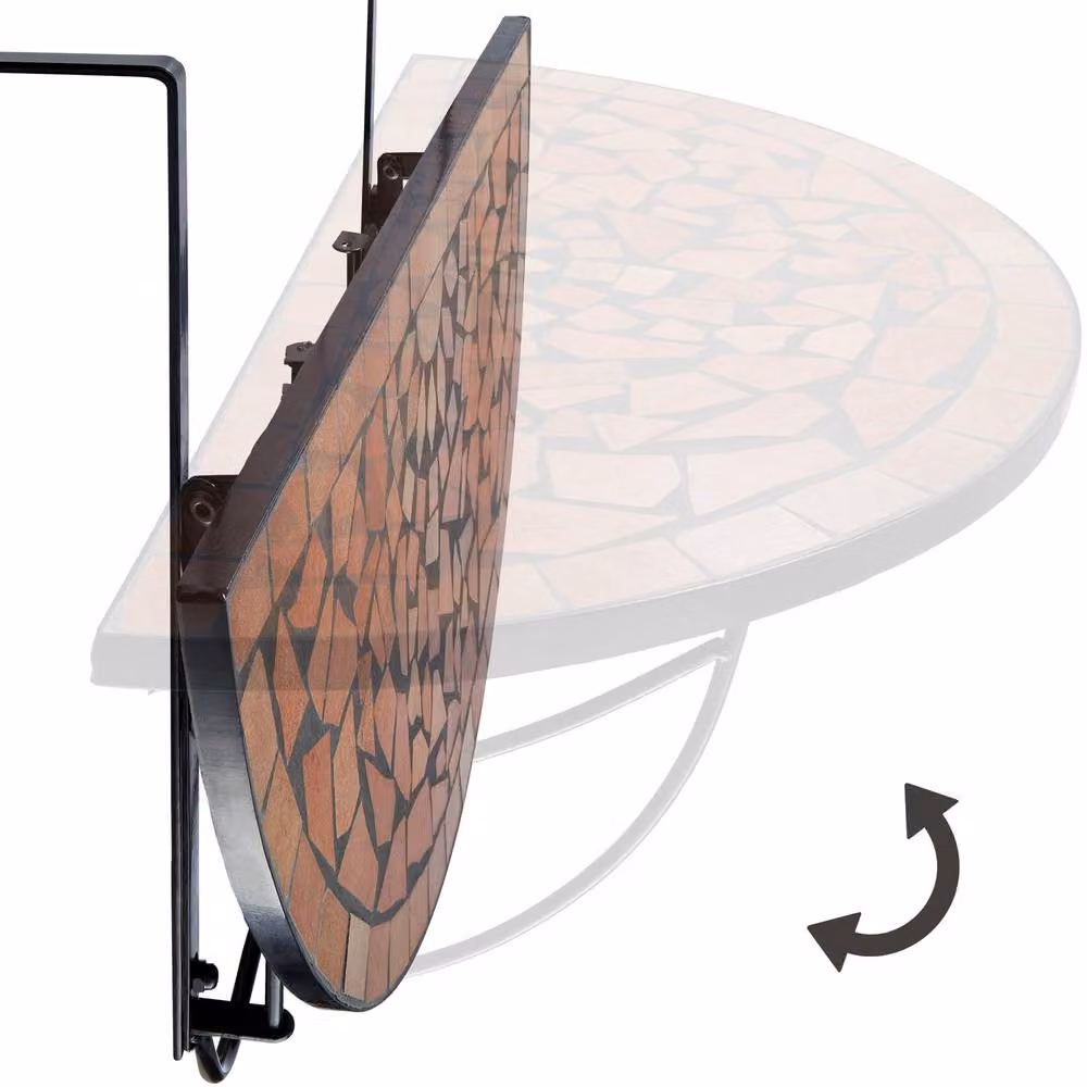 tectake Mediterranean Balcony Table with Terracotta Geometric Mosaic Pattern – 2
