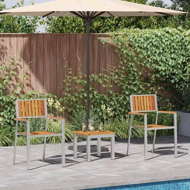 Berkfield Home 3 Piece Acacia Wood Garden Dining Set in Brown – 1