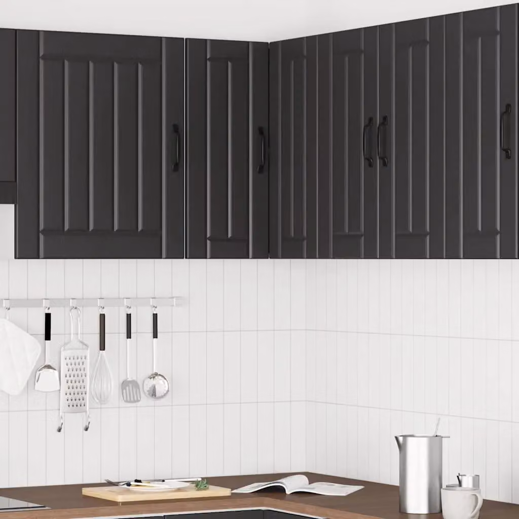 Berkfield Home Lucca Wall Mounted Kitchen Corner Cabinet in Matt Black MDF – 2