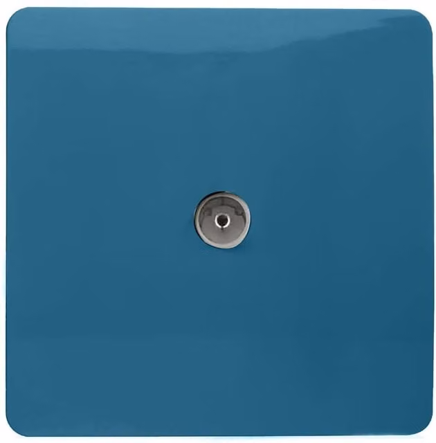Trendi Switch 1 Gang Female Co-Axial Television Flush Socket - Ocean Blue