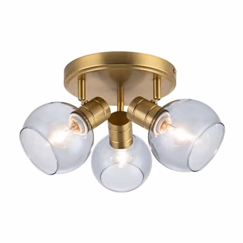 Cosylyte Hilston Modern 3-Light Suspended Spotlight with Smoky Glass and Gold Metal Base, W/D/H: 20 x 20 x 19.5 cm, 3 x E14