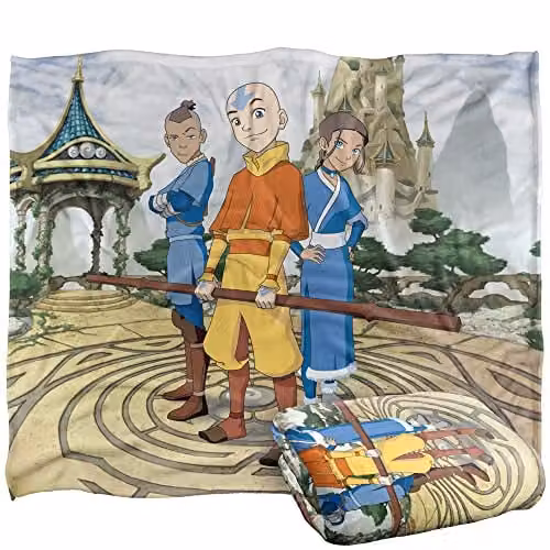 LOGOVISION Avatar The Last Airbender Cast of Characters Silky Touch Super Soft Fleece Throw Blanket, White, W: 152 cm, D: 127 cm