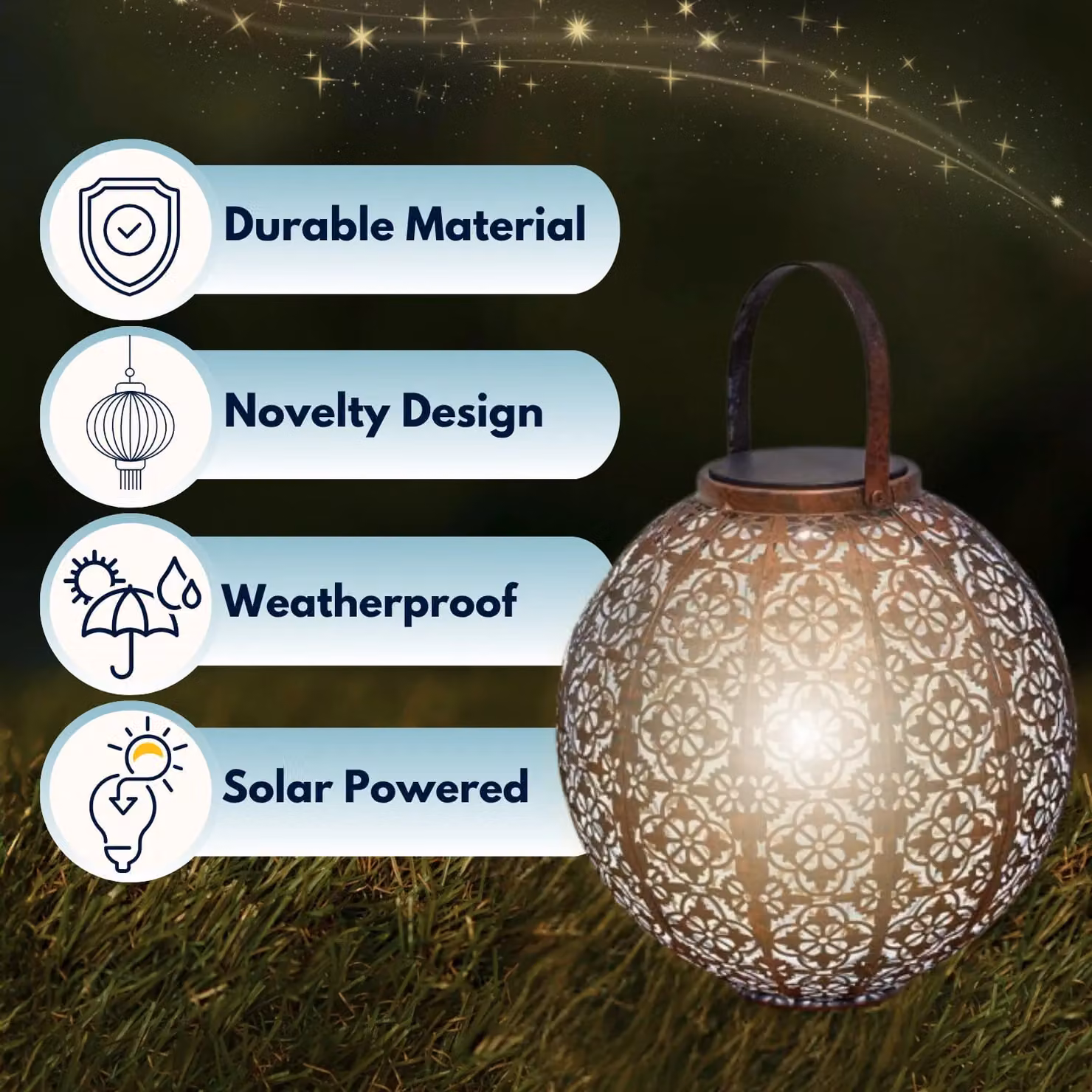 Marco Paul Bronze Metal Solar Powered LED Silhouette Lantern, Height: 22 cm – 3