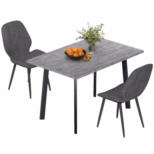 HOMCOM Modern Dining Set with Rectangular Table and 2 Velvet Upholstered Chairs in Grey and Black